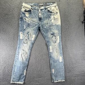 Another Hype Piece Jeans Mens 38x32 Blue Cotton Denim Skinny Distressed Stretch
